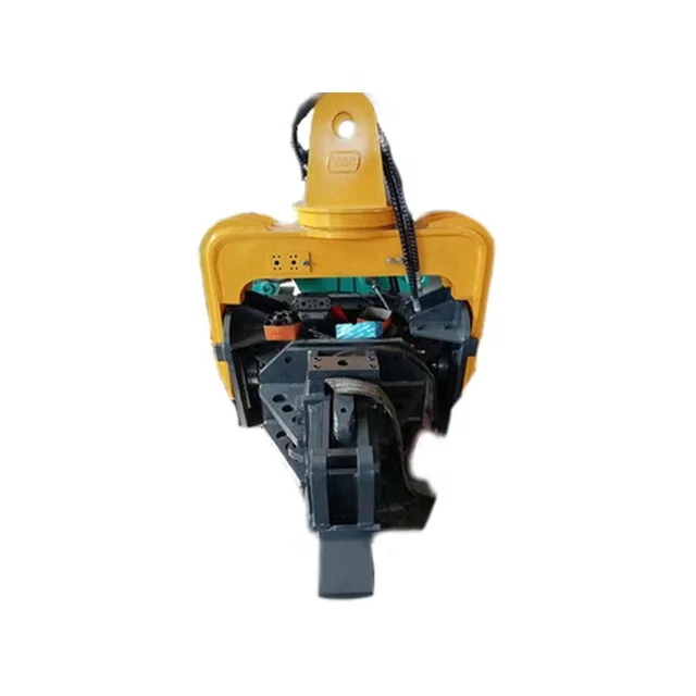 Mini excavator heavy duty vibratory hammer using pile driver hydraulics
