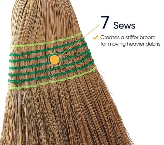 Eco Friendly Natural Corn Broom Long Handle Heavy Duty Indoor Outdoor Courtyard Garage Sweeping Broom