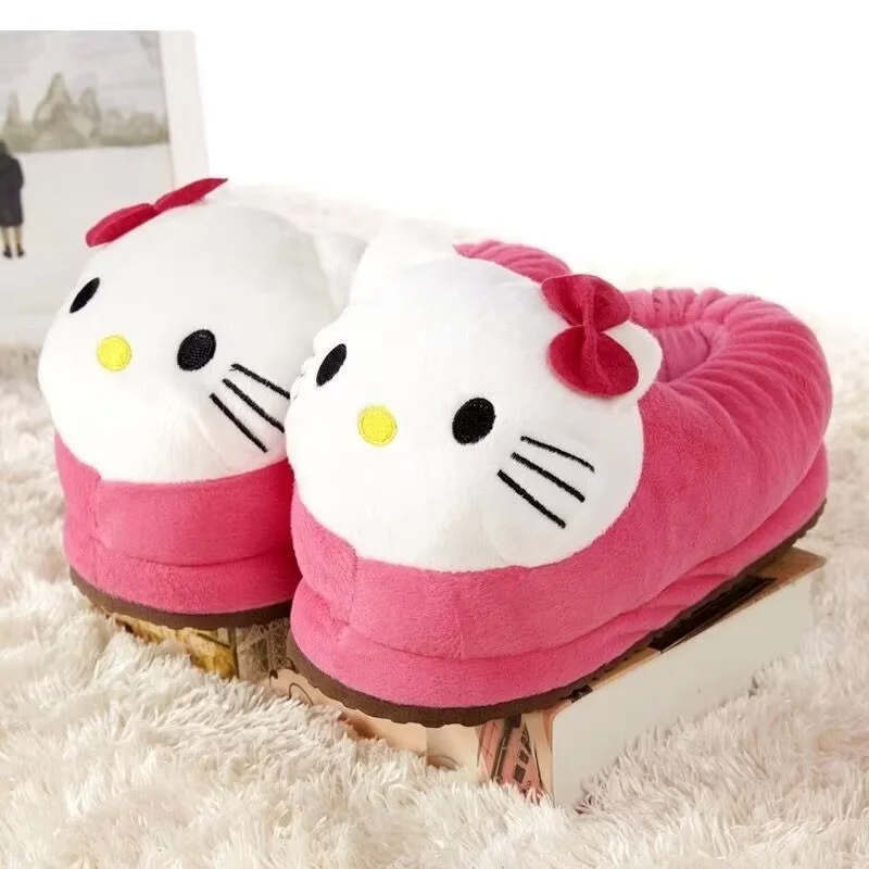 Cute KT Cat Cotton Winter Female Plush Slippers Indoor Super Thickened Warm slippers