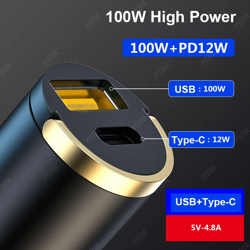 PSDA 100W QC3.0 Type C Car Charger 65W Super FlashCharge USB Car Adapter Quick Charge for Honor Vivo Oppo Huawei