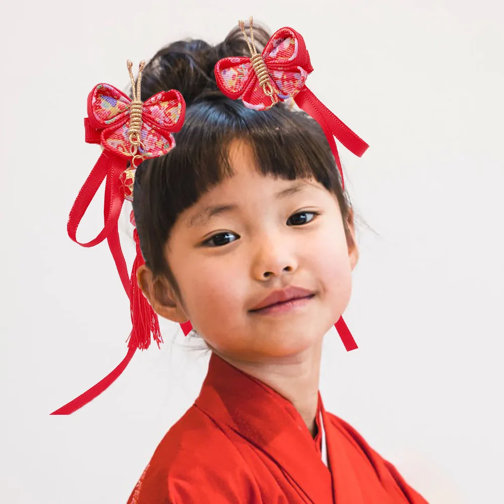 summer cute flower long streamers hair clips girls hanfu kanzashi beautiful hair accessories