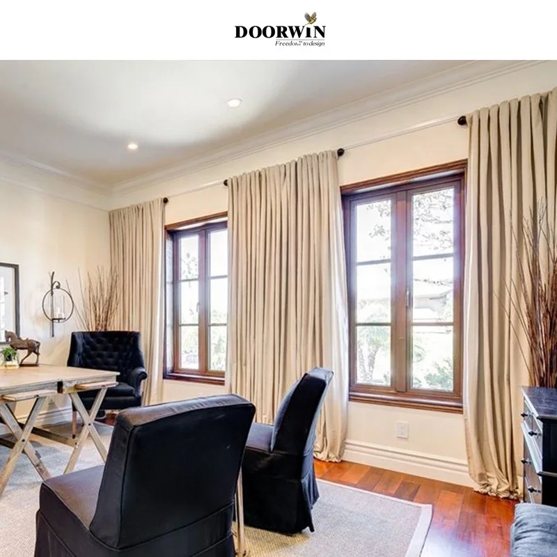 Doorwin New products certified supplier wood french casement double glazing windows with grilles for modern house