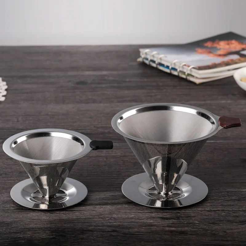 Coffee Filter Reusable Double Layer Coffee Brew Tools Filters Funnel Stainless Steel Soy Milk Mesh Coffee Dripper Filter Cup