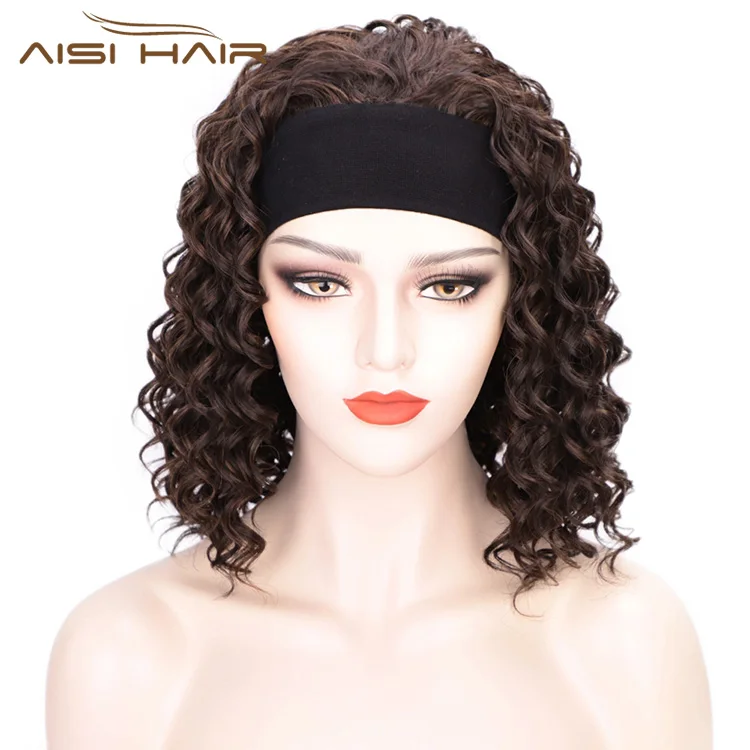  Aisi Hair короткие термостойкие синтетические вьющиеся парики полуженские 3/4 с повязкой на голову коричневые длинные прямые для