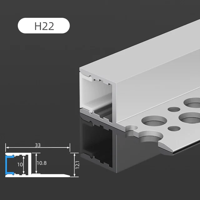 H22 For Ceiling Linear Lamp Aluminum Profile Channel Extrusion Heat Sink PC Diffuser Cove Recessed LED Aluminium Profile