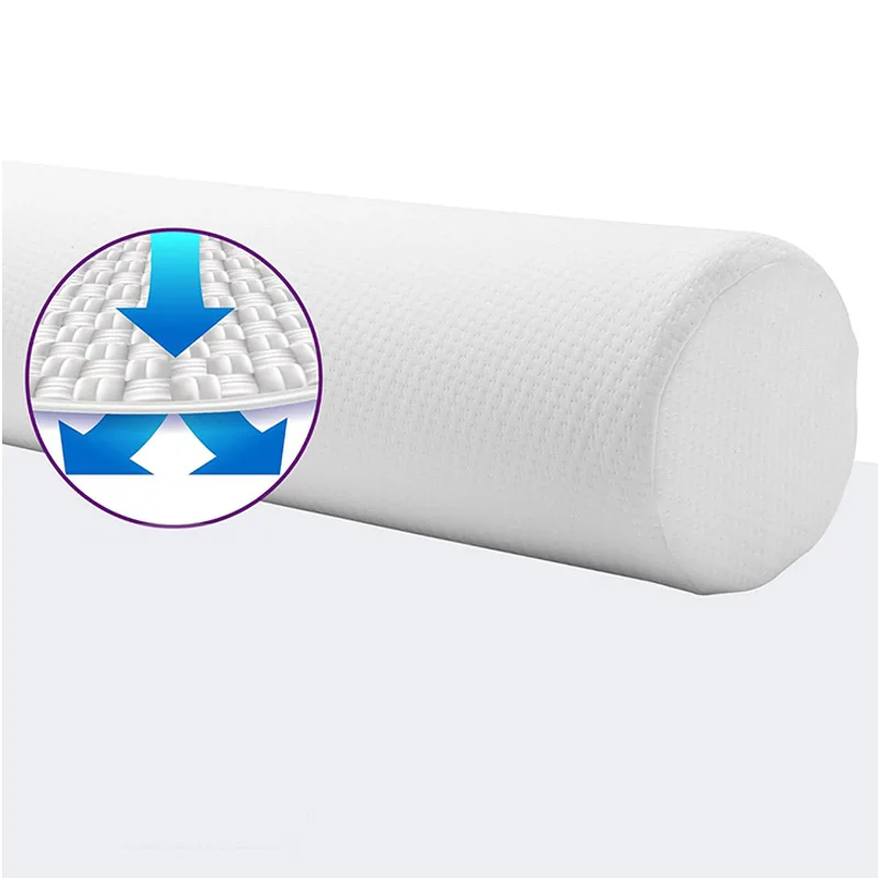 Ergonomically Designed Back Neck and Spine Relief Memory Foam Round Cervical Roll Pillow