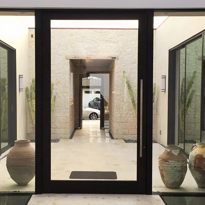 Glass Security Entrance Exterior Wooden Front Aluminum Doors Entry Door Pivots Pivot Hinge Glass Pivot Door Modern