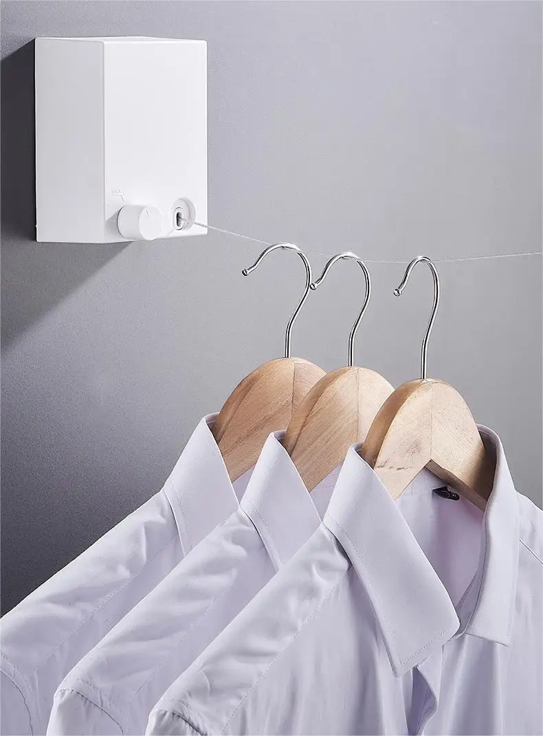Laundry Storage Drying Racks Clothesline Balcony Shrinkable Clothesline Outdoor Invisible Clothesline 4.2m Free Retractable Rope
