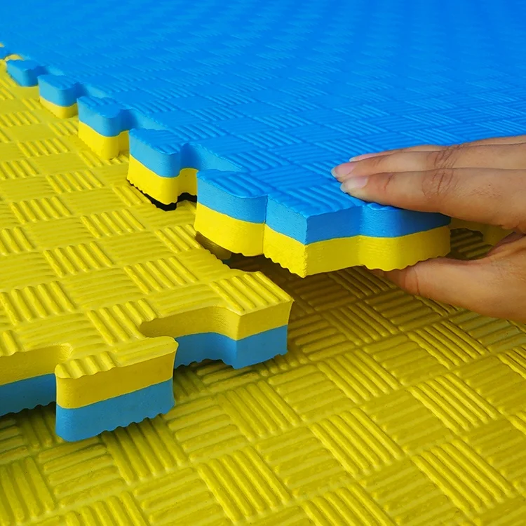 MMA 40MM YELLOW BLUE JIGSAW MAT 5 LINES GRIP 80KG CBM DENSITY