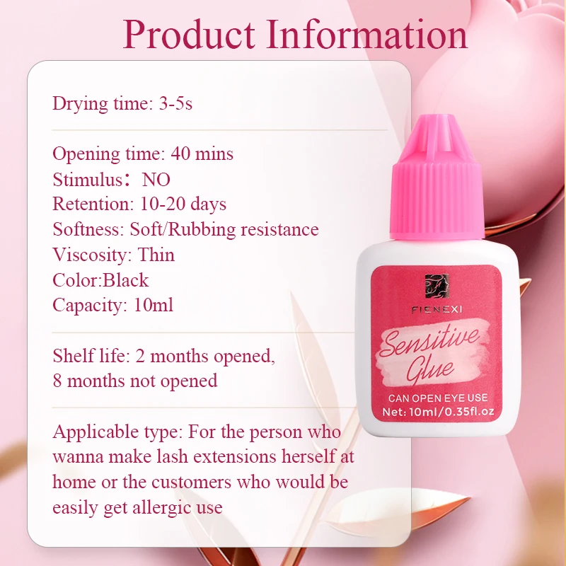 Factory Price Fienexi High Humidity Extension Eyelash Sensitive Adhesive Free Glue Ring Soft Glue Eyelash Glue 8 Weeks Kit