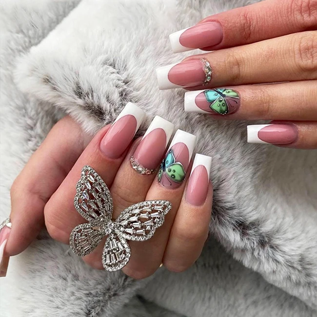 High Quality Gel Art Nails Packaging Box Press On Nails Custom Coffin Artificial Fingernails