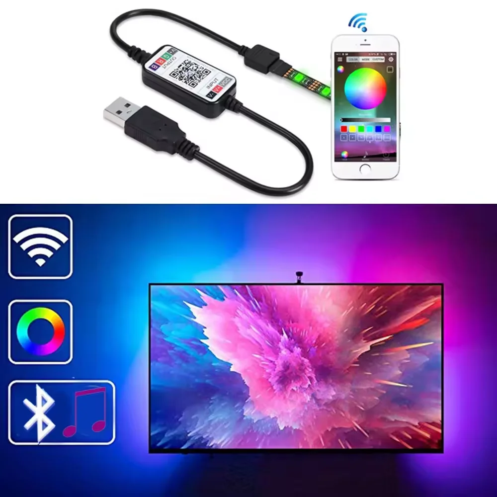 RGB LED TV Strip Backlight with 44 Keys Remote Control and APP Control LED TV Backlight