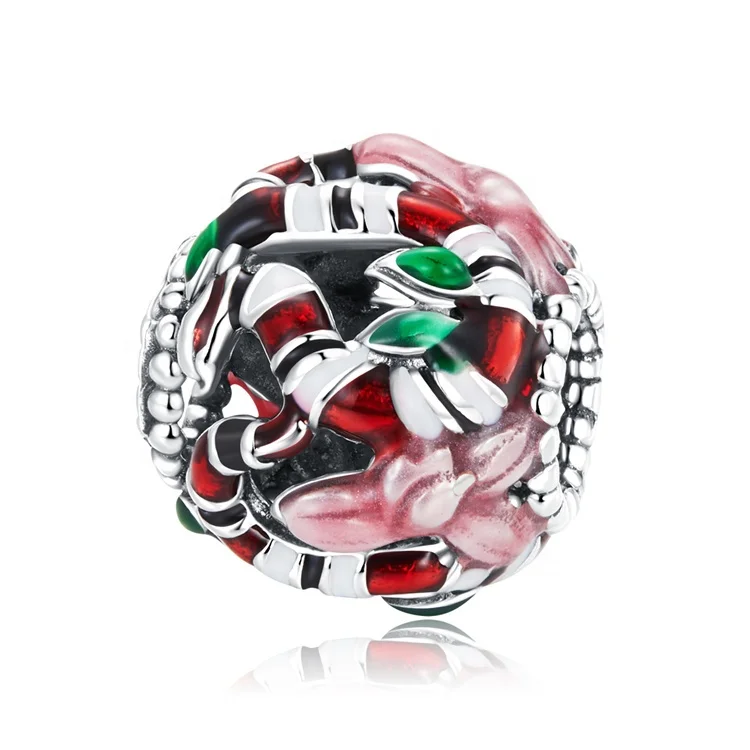 custom snake flower designer High Quality charm charming Pan Bracelet dora 925 Sterling Silver DIY charms for jewelry making