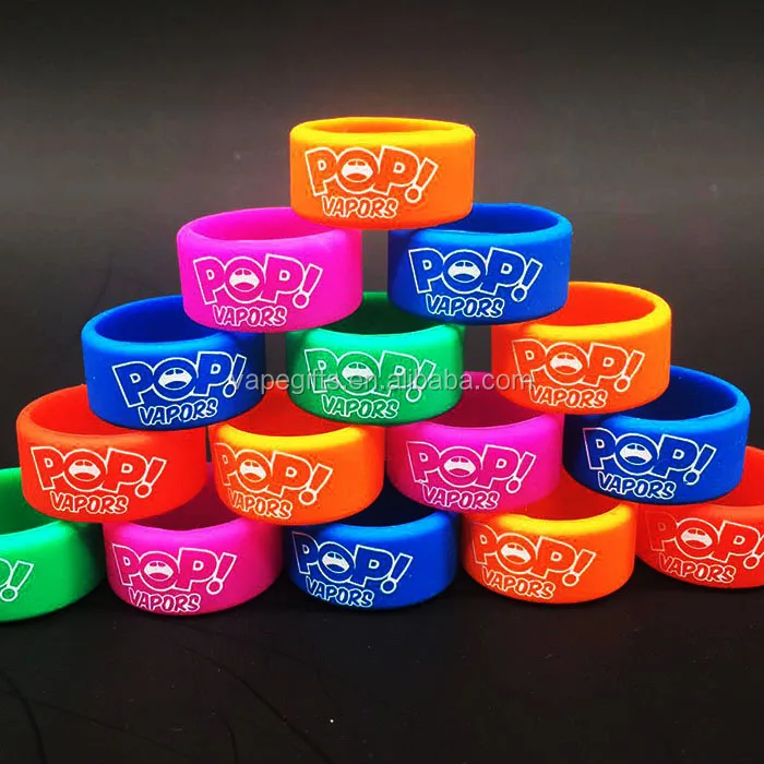 Custom printing logo 10mm diameter silicone bands vape ring holder