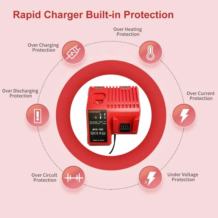Factory direct M12-18C 12V-18V Charger Replacement Battery for Milwaukee M12