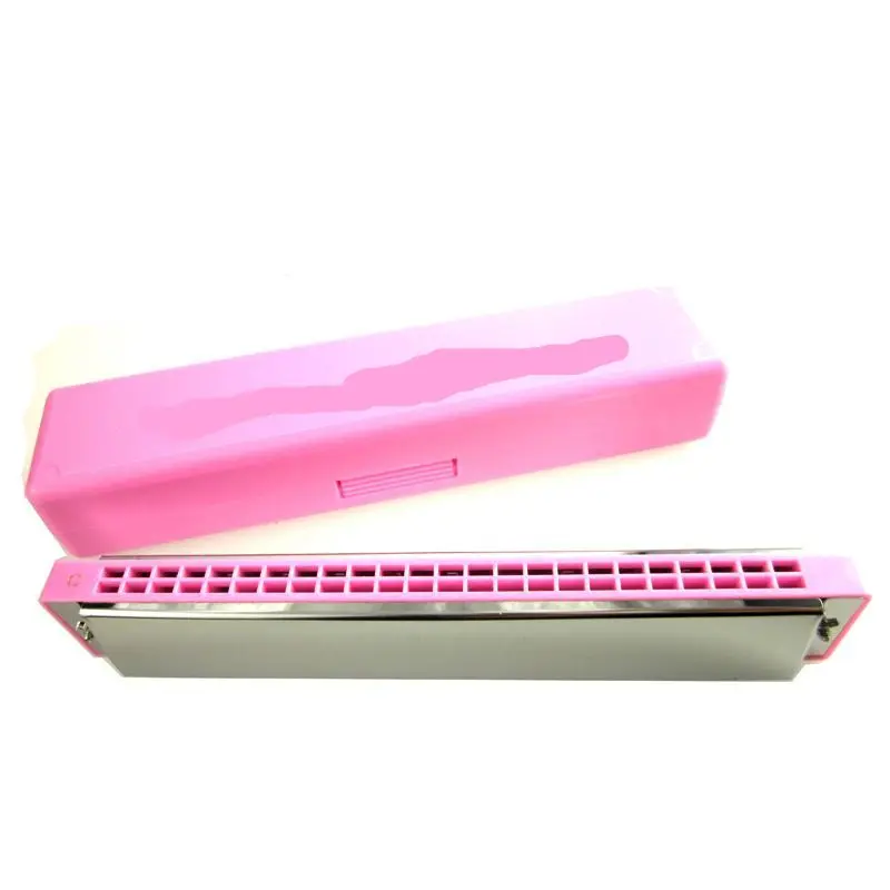 24-Hole Polyphonic Harmonica C Key Beginner Performance Harmonica Pink/Blue/Black