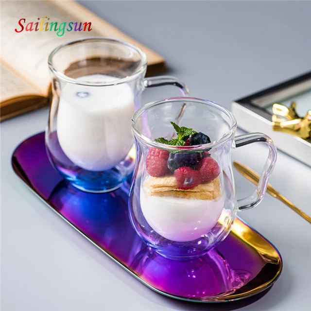 classical premium high clear double wall glass beverage coffee milk mug