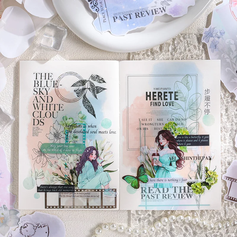 PVC Stickers Colorful Fantasy Artistic Junk Journal Decoration Custom Stickers Pack for Diary Mr. Paper 8 Pcs / Set