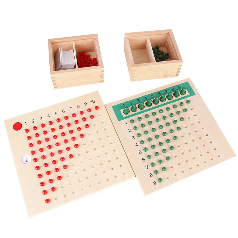 
Montessori Mathematics Educational Wooden Toy Multiplication and Division Bead Board Red Green Beads Early Childhood Preschool 