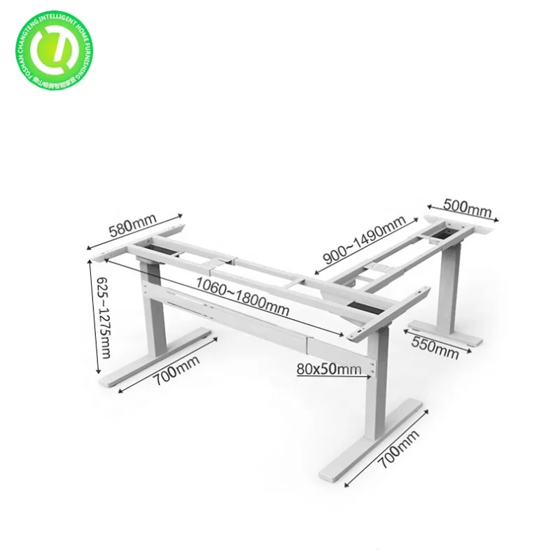 Electric Sit To Stand Office Desk Convertible Ergonomic Metal Steady Of L Shape Frame Computer Adjustable Height Table
