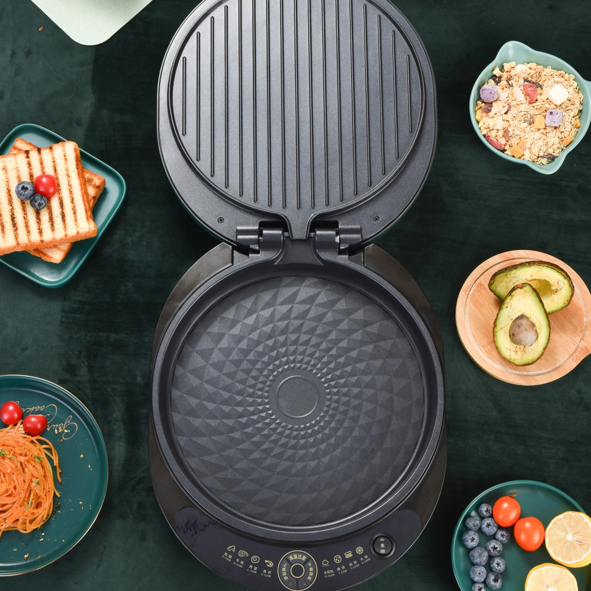 
Cheese raclette half griddle and half grill griddle for restaurant panini sandwich maker 