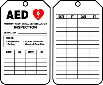 Factory direct Customized AED  Inspection & Status Record Tag aed monthly inspection checklist aed Maintenance Tag