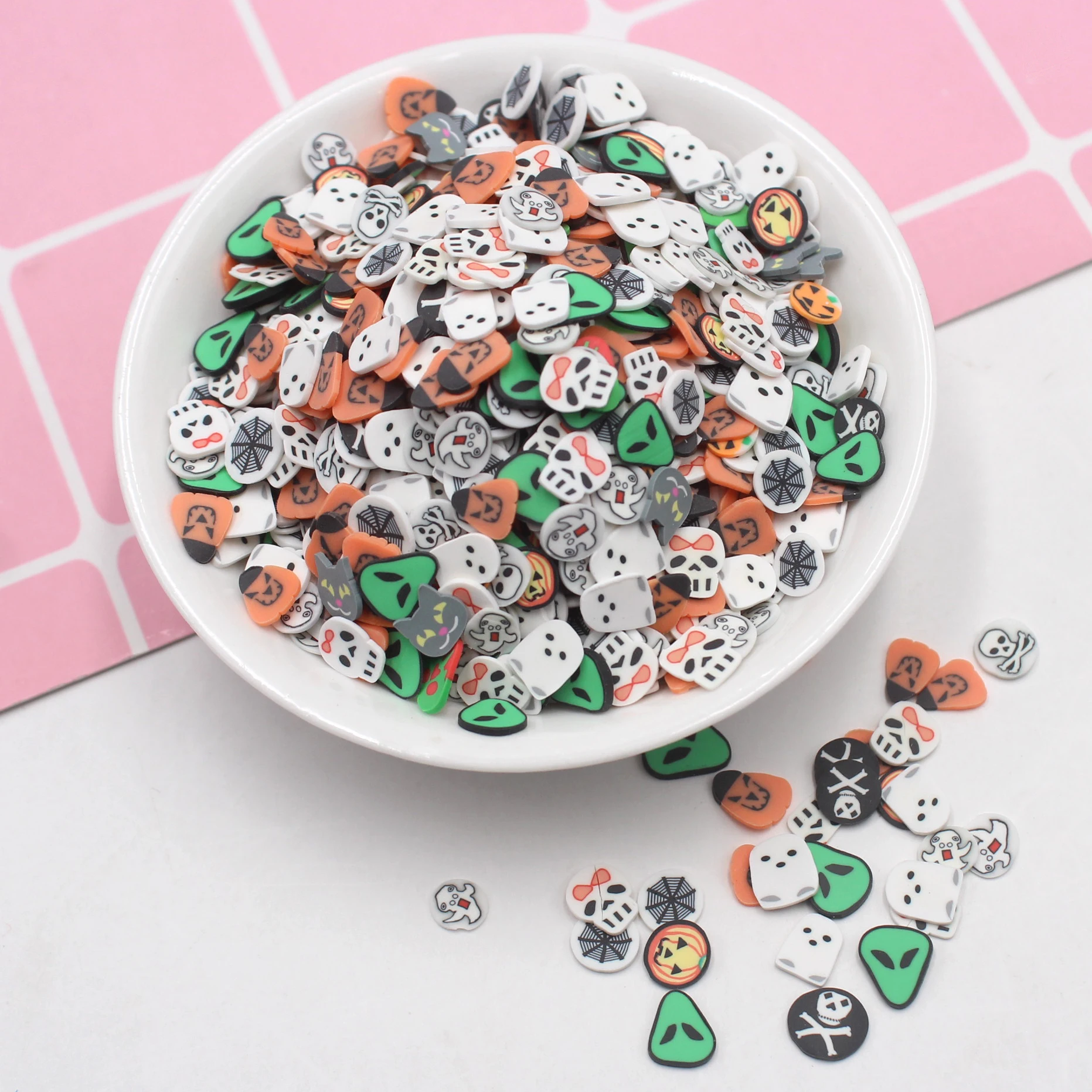 Wholesale Mix Halloween Polymer Clay Slime Slices for Kids Dolls Nail Art Soft Stickers