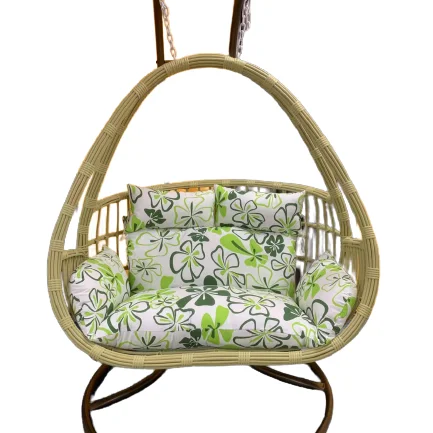 Modern Patio Swings Double Seats Outdoor Furniture Rattan Hanging Egg Chair with metal Stand garden
