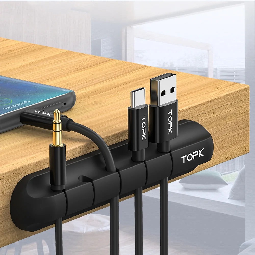 TOPK силиконовый Настольный 5 отверстий кабель для телефона Usb Winder organization