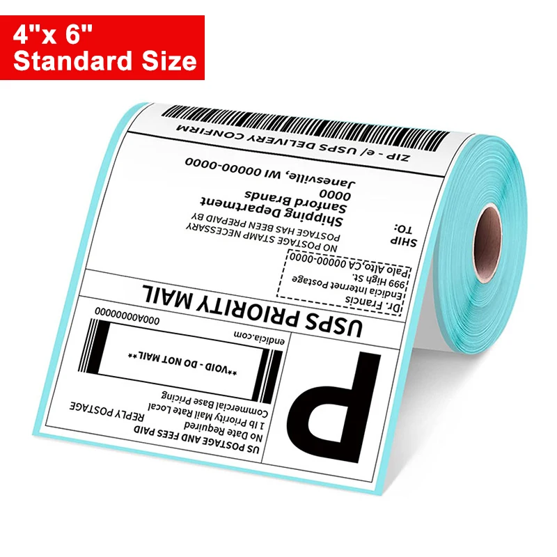 Factory Free Sample A4 A6 100*150 250 300 350 500 Per Roll Fold Label Waybill Barcode Thermal Sticker Shipping Label