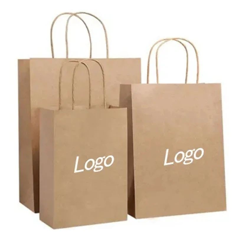 Brown kraft paper bag with logo print paper packaging bags for food takeaway