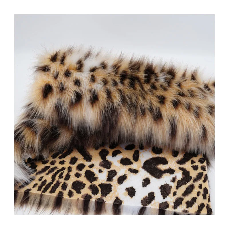 Long Pile Animal Pattern Jacquard Leopard Imitation Custom Faux Fox Fur Fabric