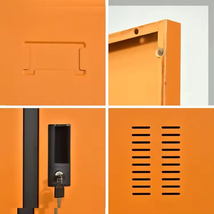 Office Iron Furniture Orange Color 4 door and 2 section Steel Material Z Shape Multi-used Storage Metal Filing Cabinet