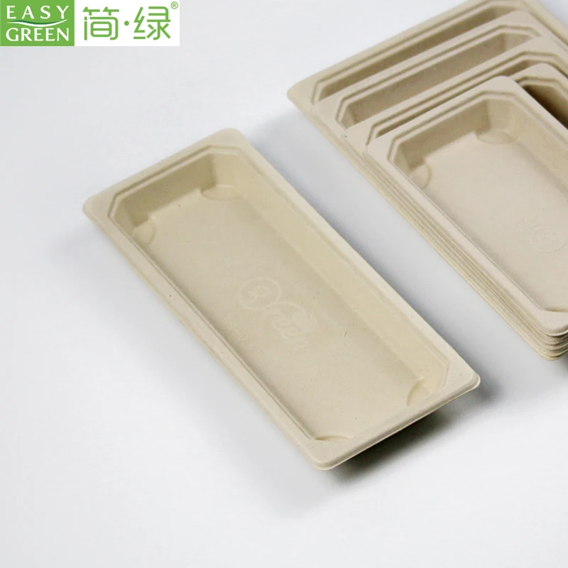 Easy Green Frozen Biodegradable Sugarcane Fast Food Tray Japanese Sushi Take Out Container Free Pfas