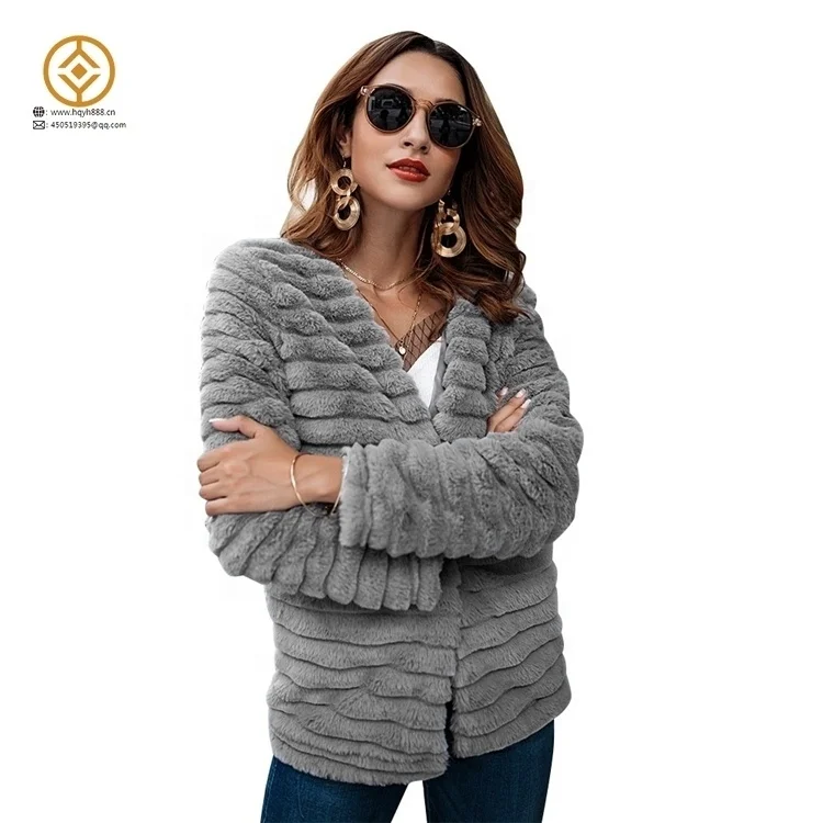 Woman custom 2022 Brand new solid color casual winter women clothes faux made in China Imitation rabbit fur coat wholesale