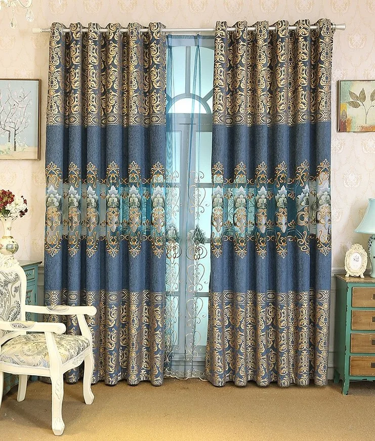 Хорошая цена, роскошные оконные вышитые светонепроницаемые шторы и занавески для гостиной