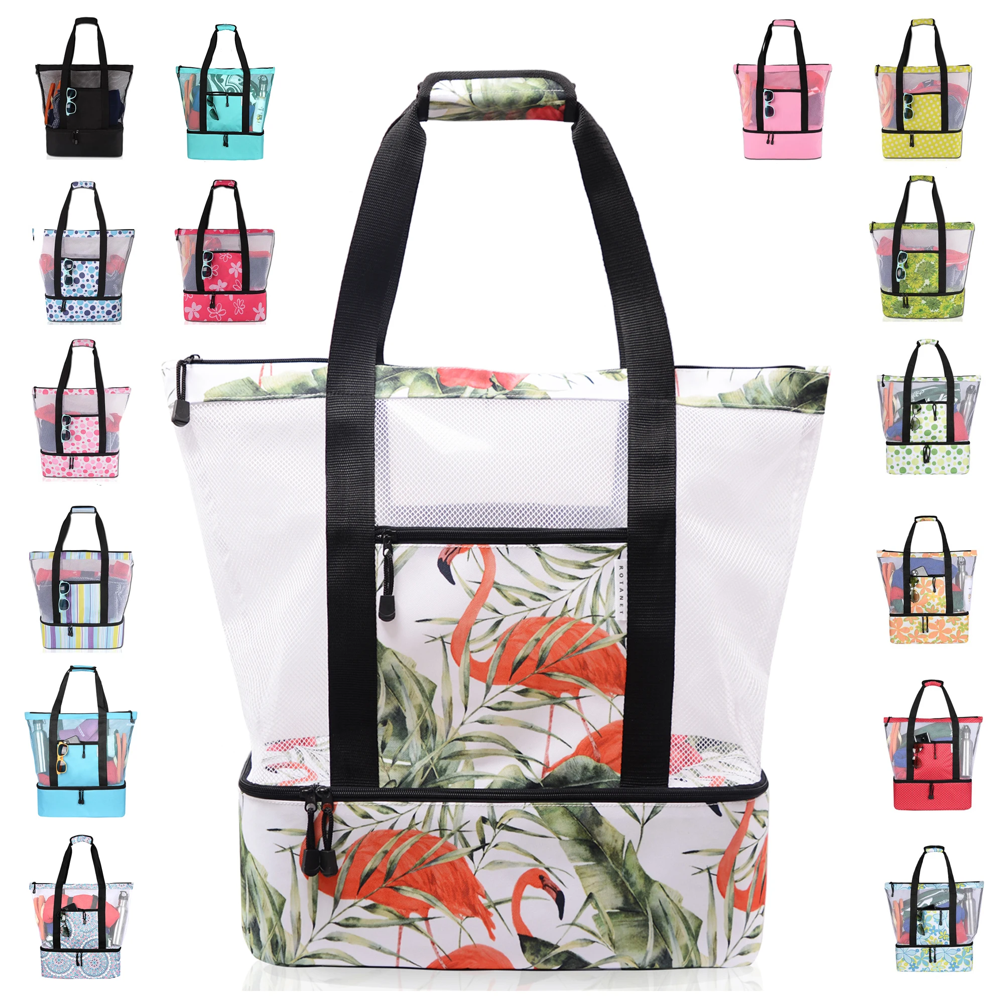 Wholesale  waterproof  Insulated picnic cooler pool bag mesh tote  beach bag