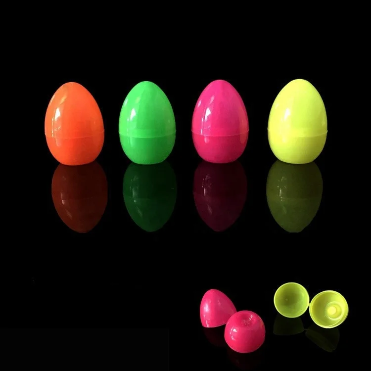 JO Customized Wholesale Cheap 3.1*2.3cm Easter Surprise Eggs Solid Color Plastic Shell Conjoined Fillable Candy Small Mini Toy