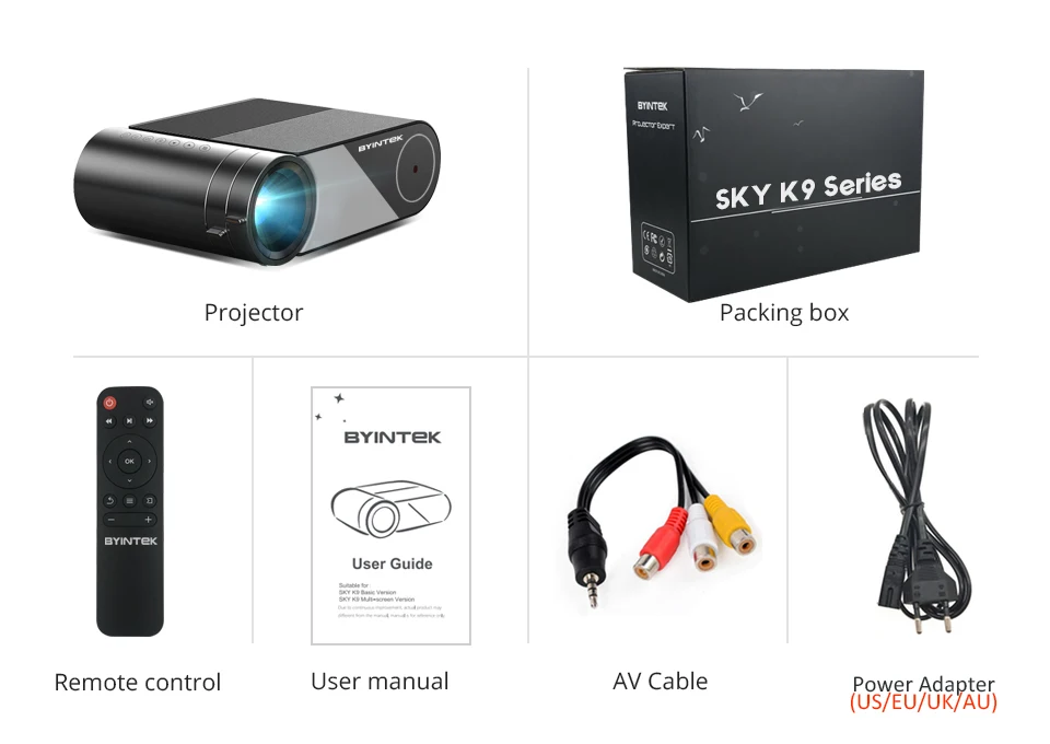 16Year Factory BYINTEK K9 Portable Small Multi-screen Mini Projector LED LCD For Home Cinema Moving Gaming Proyector