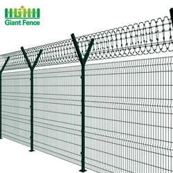Factory price high security razor barbed wire anti climb airport fence