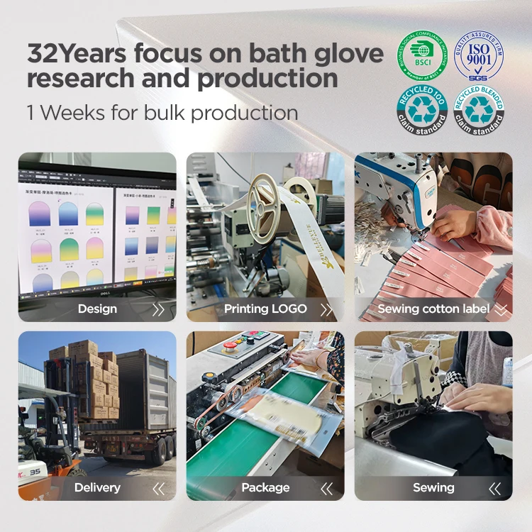 Silicone-free Viscose Dead Skin Remover Exfoliating Mitt Body Scrubber Gentle Exfoliating Glove For Softer & Smoother Skin Glow