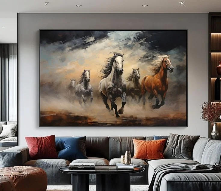Hotel Project Decoration Handmade Abstract Artwork Canvas Wall Art Handmade Painting animal designs abstract horse painting