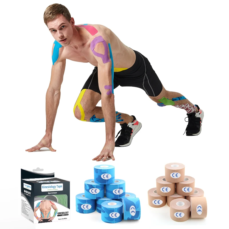Free Sample 5cm X 5m Waterproof Custom Sports Muscle Medical Printed Kinesiology Tape