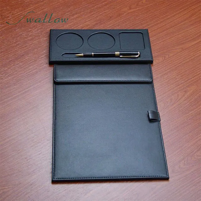 A4 File Paper Clipboard Folder Magnetic PU Leather Writing Pad Office Supplies