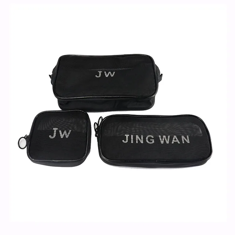 New Arrival Hot Sale Custom  Travel Kits Mesh Pouch Kids Black Cosmetic Bag Makeup