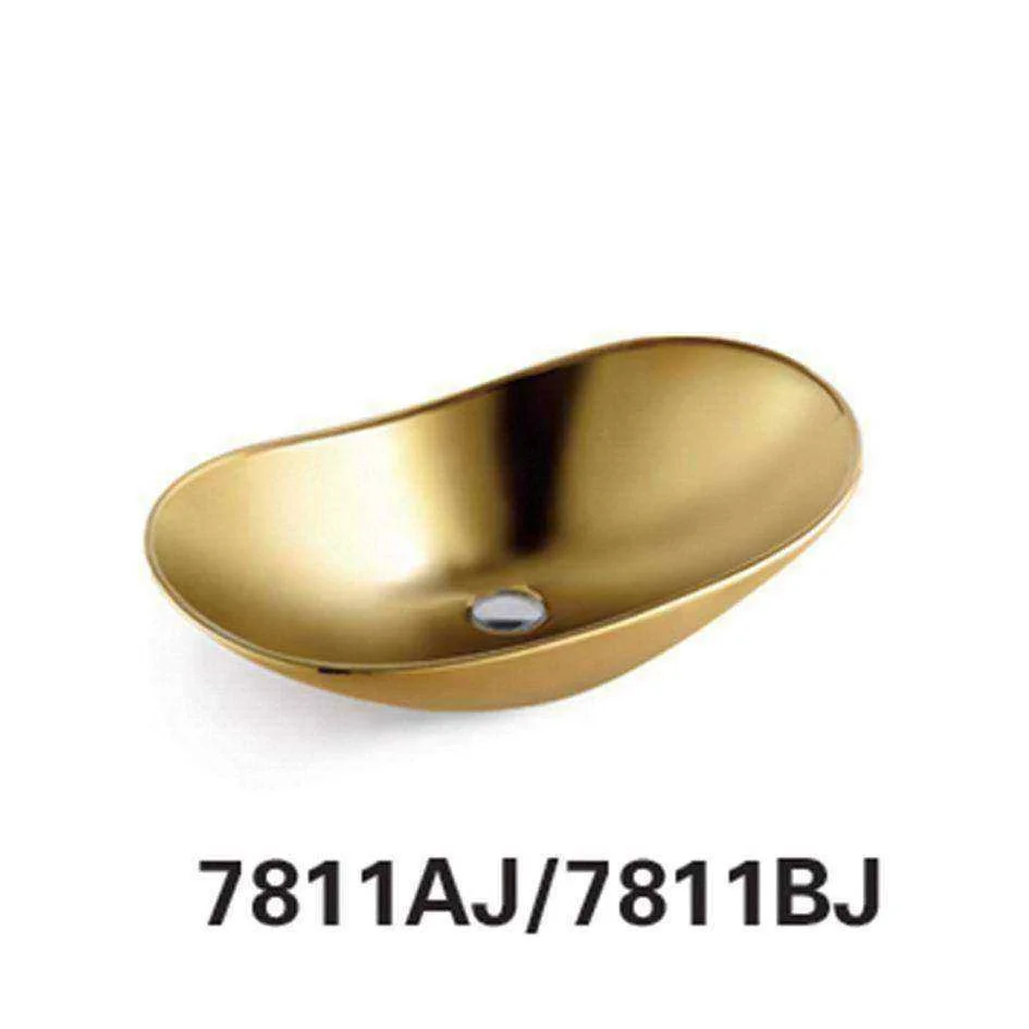 latest vessel shape golden plated electropolished bathroom living room china ceramic art hand wash basin
