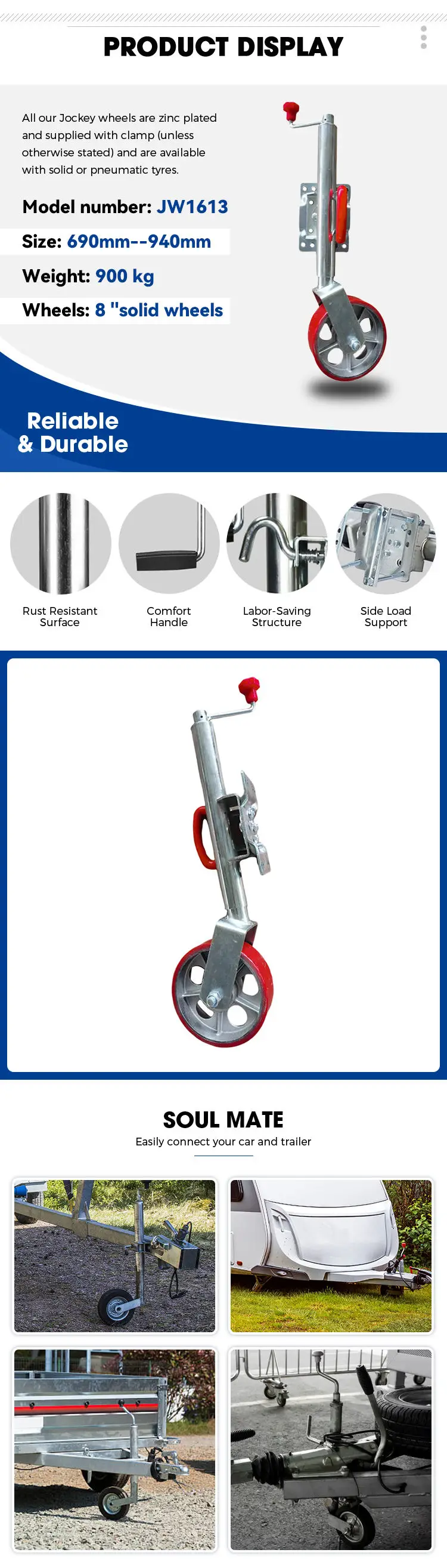 Jockey Wheel Powered Jockey Wheel Jack 1500Lb Trailer 750Kg Top Wind  Electric Jockey Wheel