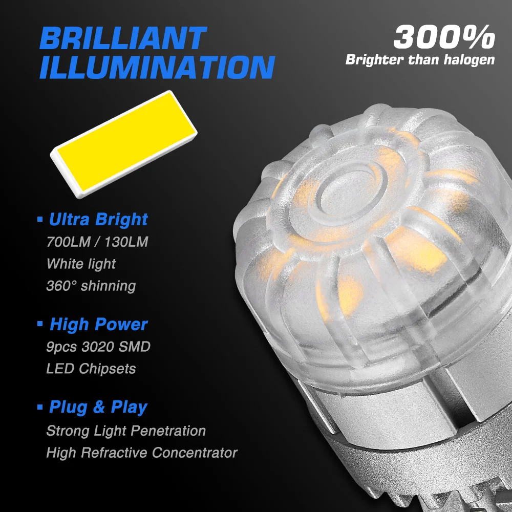 Novsight Factory T20 led T25 3157 9SMD 7443 LED P27W 3156 Car parts 1156 1157 auto white brake turn signal light bulb