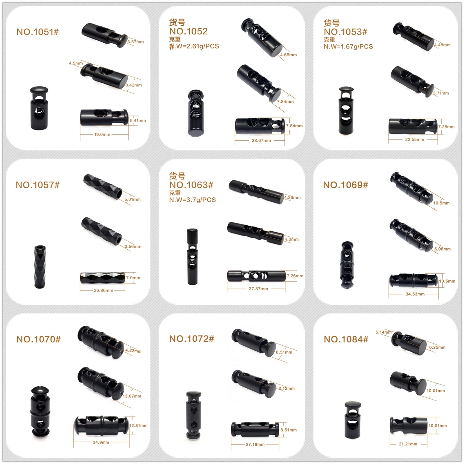 Wholesales metal rope stopper cord stopper spring end stopper