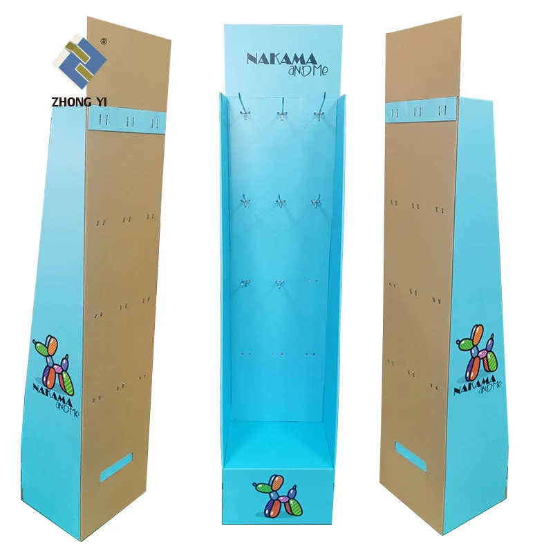 Hot Sale Customized Cardboard Hook Floor Display Stand for Supermarket Cardboard Socks Display